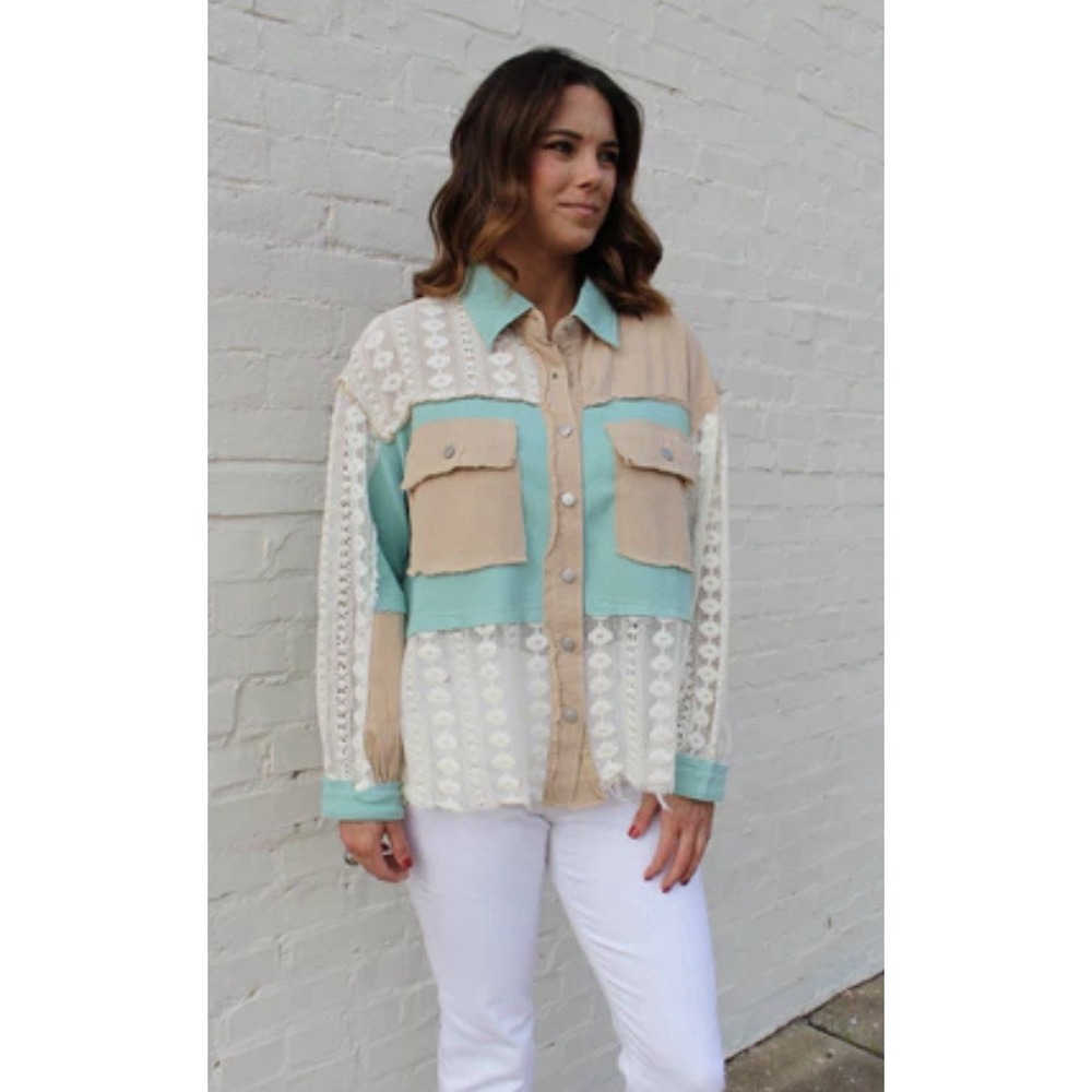 POL Crochet boho Top Jacket Shirt Hippie S Festival Oversized Beach Casual